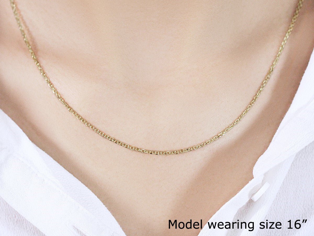 18k Yellow Gold Diamond Cut Cable Link Chain (1.50 mm) - LinkagejewelrydesignLinkagejewelrydesign