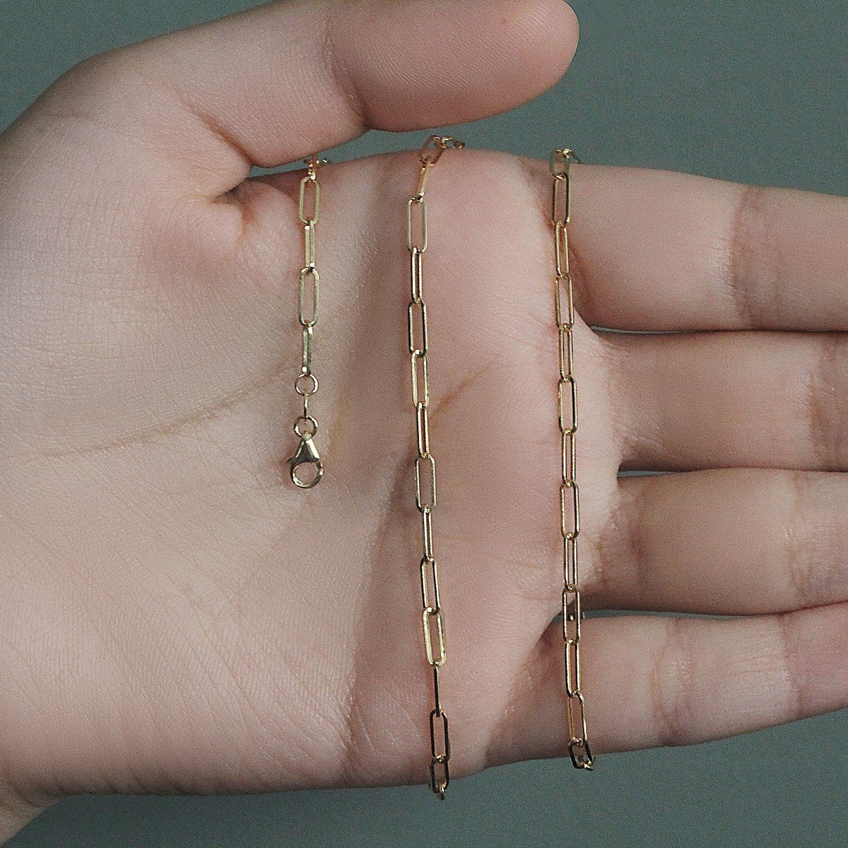 18K Yellow Gold Paperclip Chain (2.50 mm) - LinkagejewelrydesignLinkagejewelrydesign