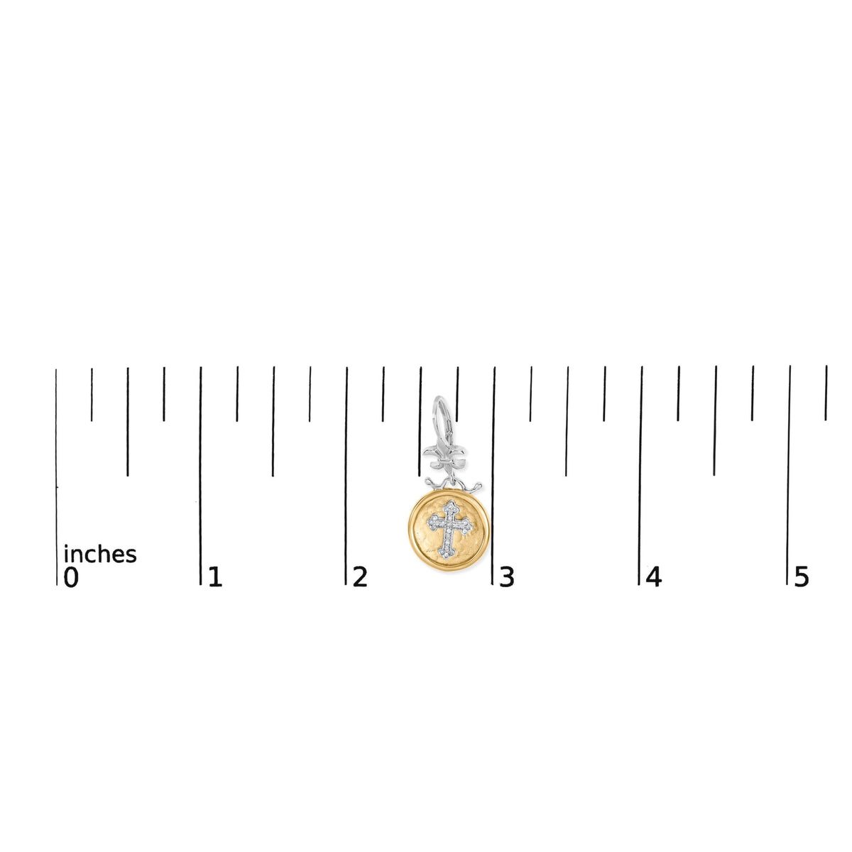 18K Yellow Gold Plated .925 Sterling Silver 1/8 Cttw Diamond Hammered Finished Medallion with Cross Drop and Dangle Earrings (I - J Color, SI1 - SI2 Clarity) - LinkagejewelrydesignLinkagejewelrydesign