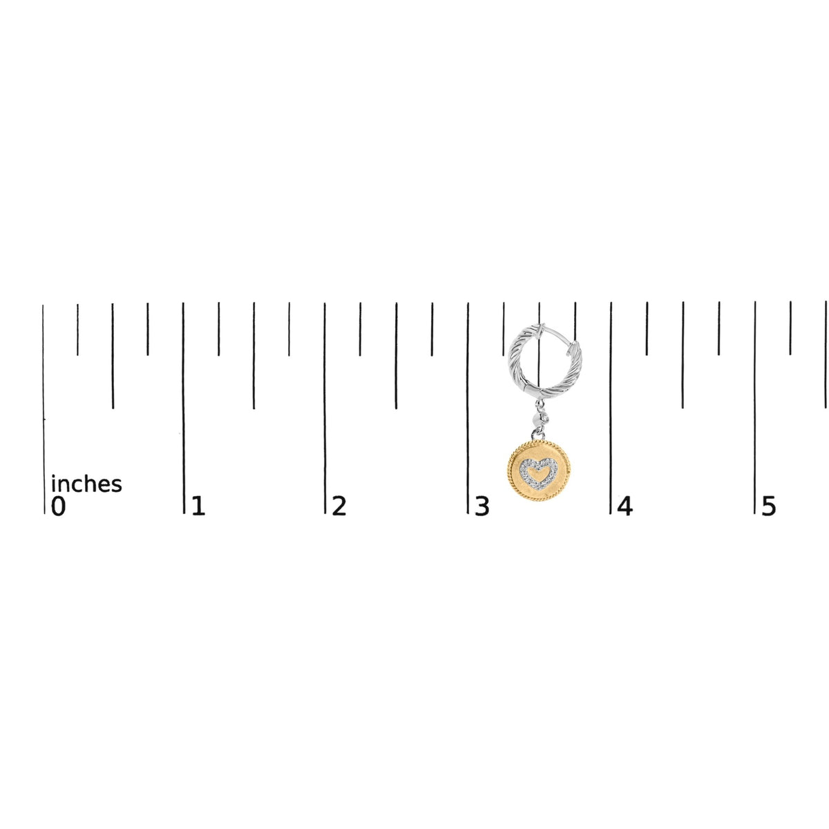 18K Yellow Gold Plated .925 Sterling Silver 1/8 Cttw Diamond Heart Medallion Drop and Dangle Earring (I - J Color, SI1 - SI2 Clarity) - LinkagejewelrydesignLinkagejewelrydesign