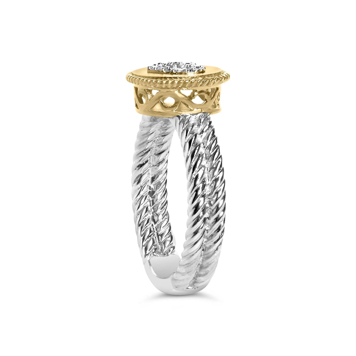 18K Yellow Gold Plated .925 Sterling Silver Diamond Heart Ring with Satin Finish (I - J Color, SI1 - SI2 Clarity) - LinkagejewelrydesignLinkagejewelrydesign