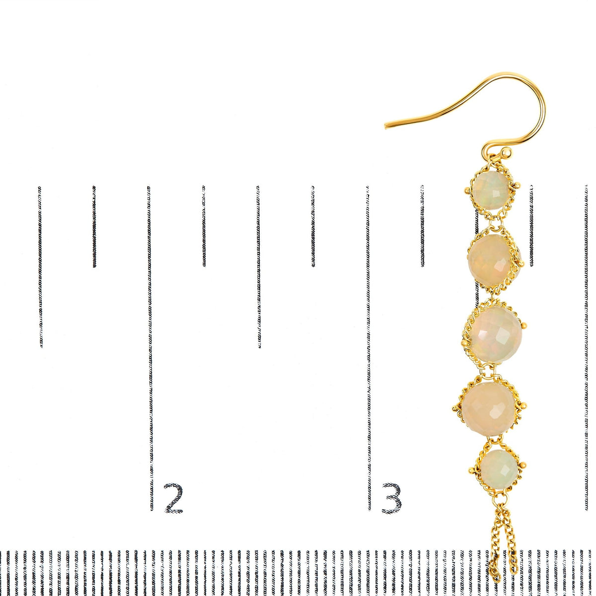 18K Yellow Gold Woven Egyptian Opal 2 1/2 Inch Drop and Dangle Earrings - LinkagejewelrydesignLinkagejewelrydesign