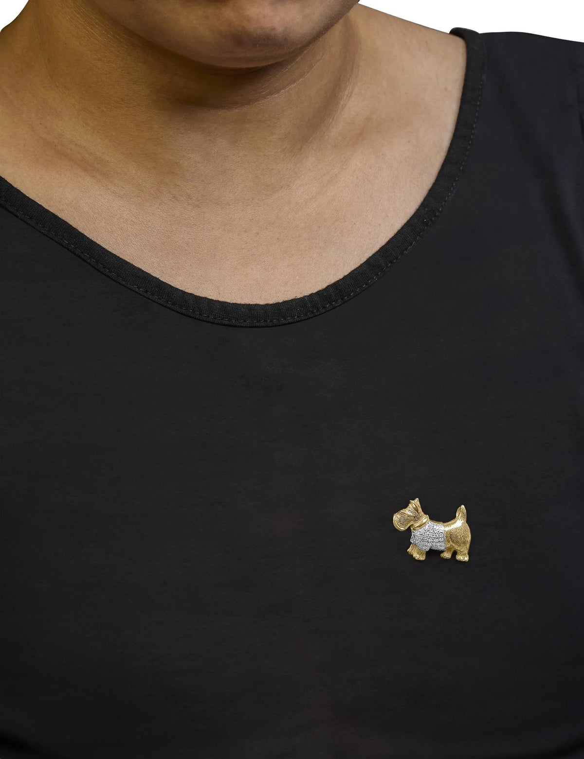 18K Yellow Gold1/3 Cttw Diamond Scottish Terrier Brooch Pin and Pendant with Satin Finish (G - H Color, VS2 - SI1 Clarity) - NO CHAIN INCLUDED - LinkagejewelrydesignLinkagejewelrydesign