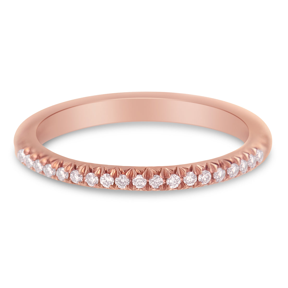 IGI Certified 1/4 Cttw Natural Pale Pink Diamond 14K Rose Gold Fancy V-Prong-Set Half-Eternity Band Ring (S1-VS2 Clarity) - Size 7