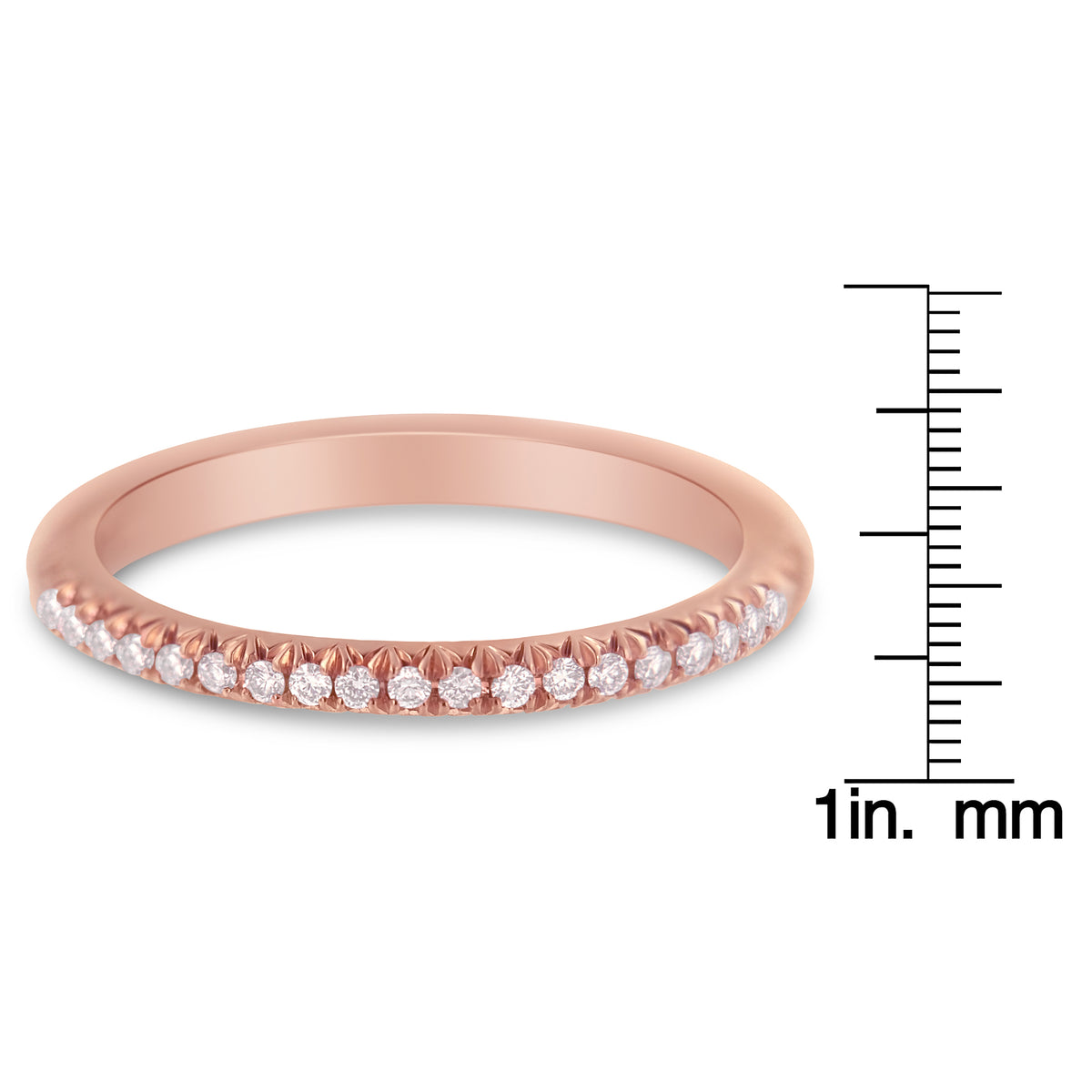 IGI Certified 1/4 Cttw Natural Pale Pink Diamond 14K Rose Gold Fancy V-Prong-Set Half-Eternity Band Ring (S1-VS2 Clarity) - Size 7