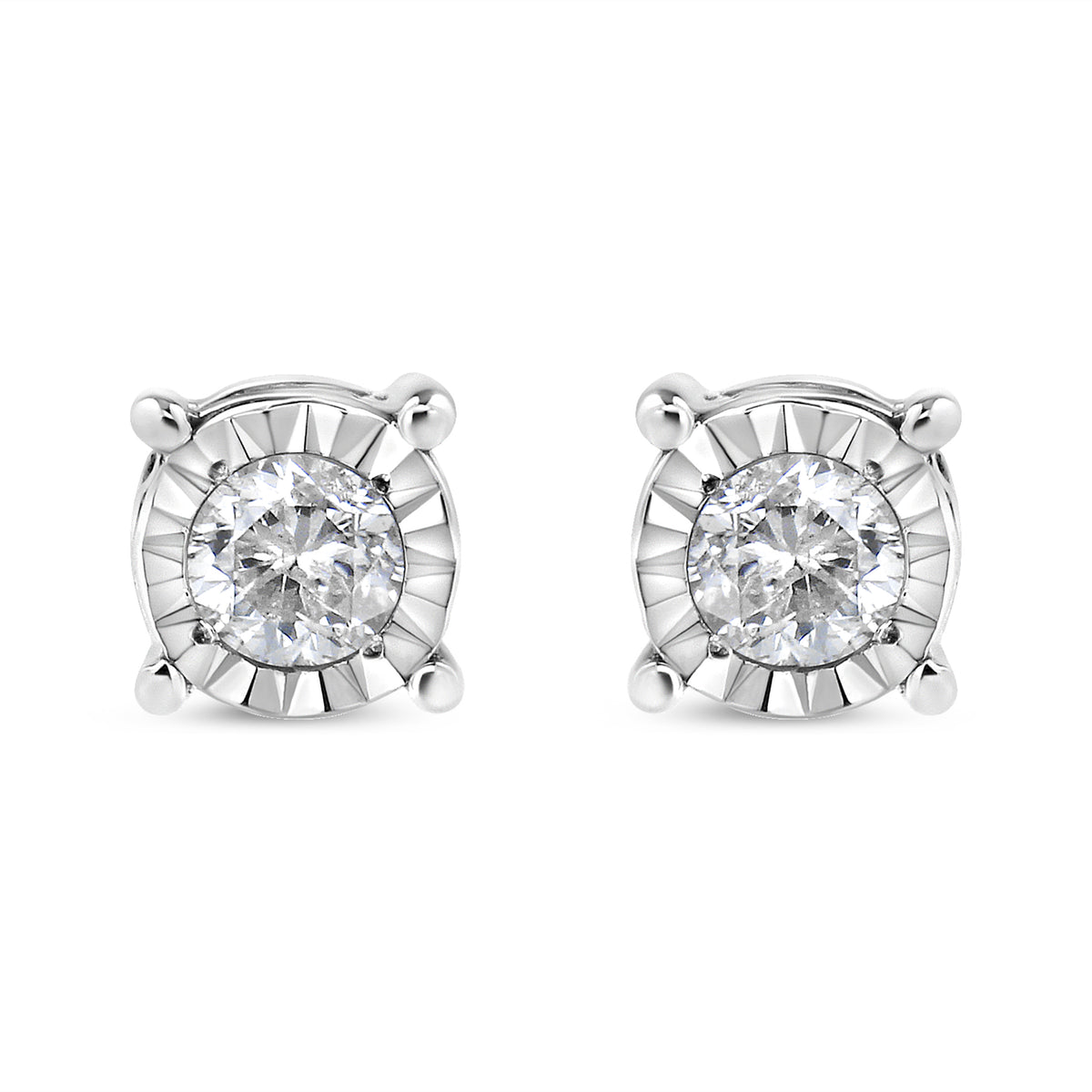 .925 Sterling Silver 1/5 Cttw Round Near Colorless Diamond Miracle-Set Stud Earrings