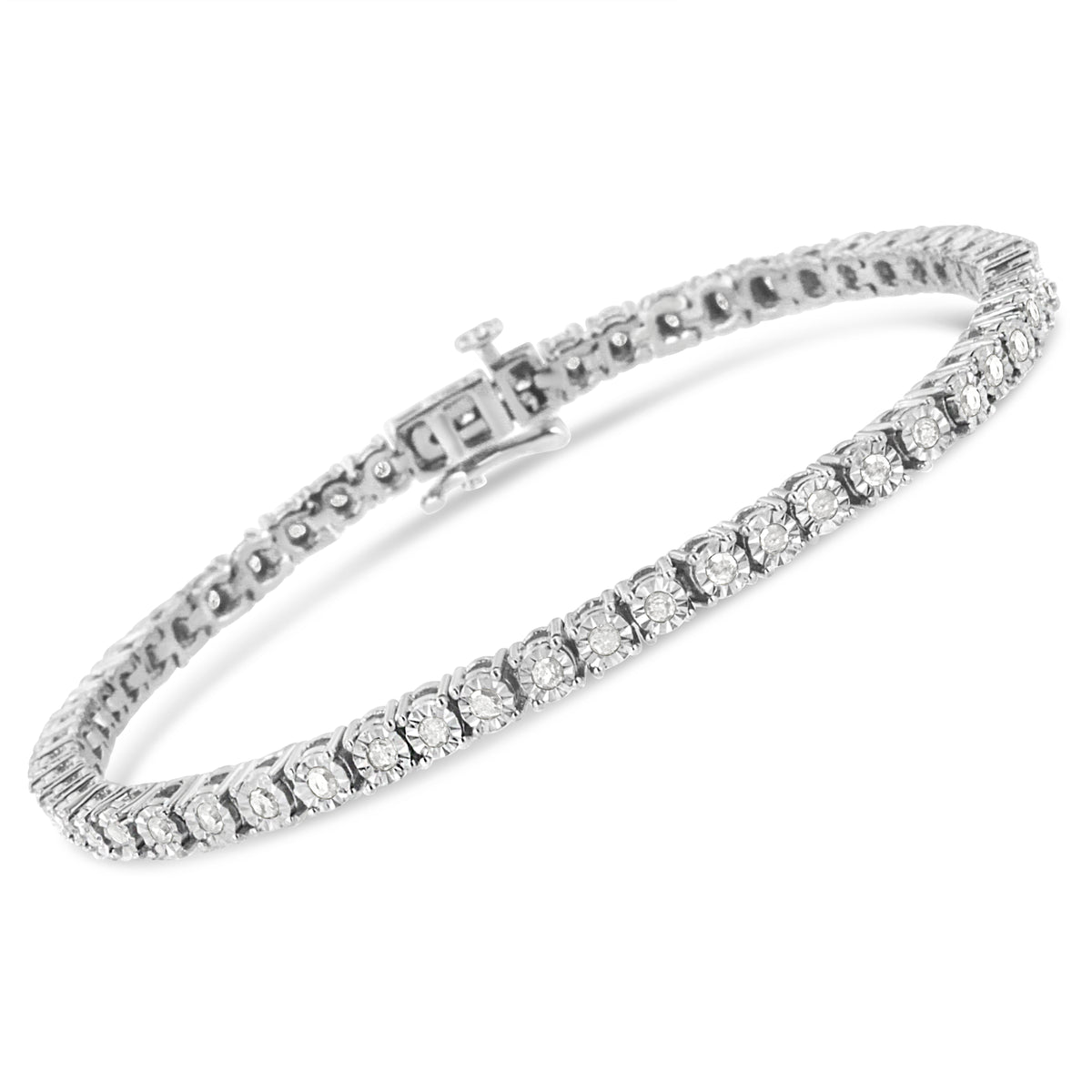 .925 Sterling Silver 1/2 Cttw Diamond Illusion-Set Miracle Plate Tennis Bracelet (I-J Color, I3 Clarity) - 7&quot;