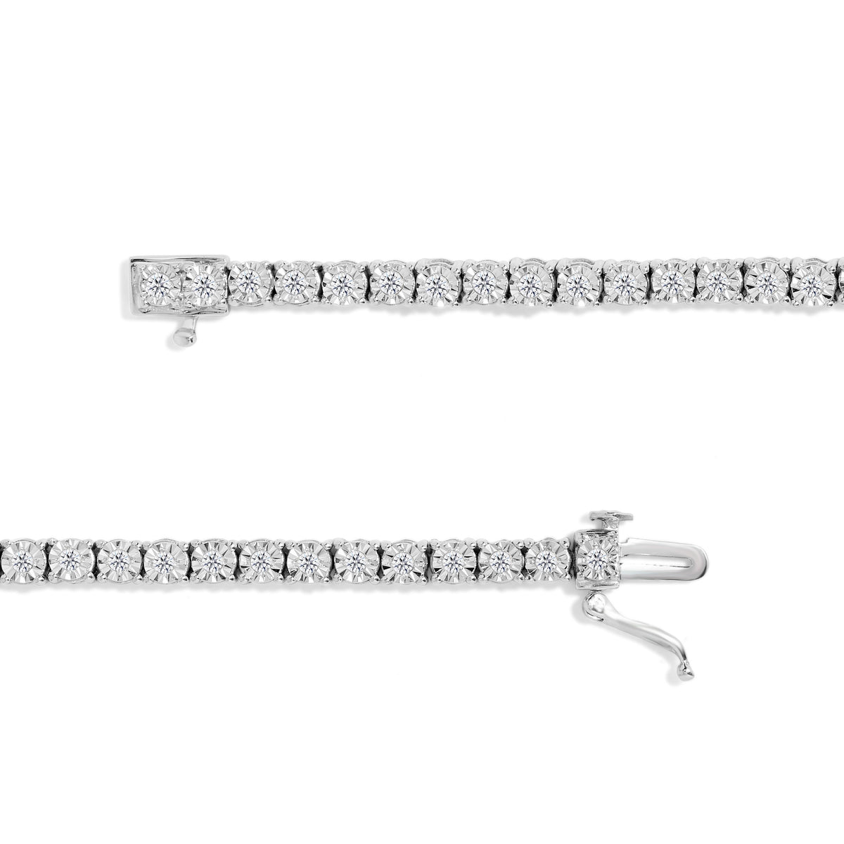 .925 Sterling Silver 1/2 Cttw Diamond Illusion-Set Miracle Plate Tennis Bracelet (I-J Color, I3 Clarity) - 7&quot;