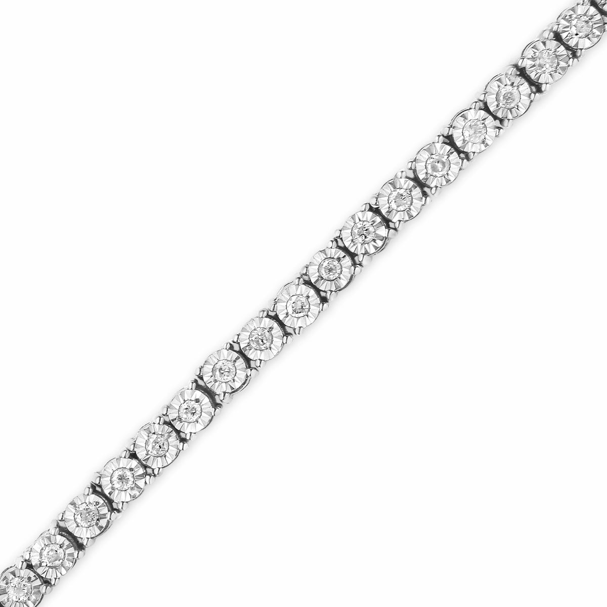 .925 Sterling Silver 1/2 Cttw Diamond Illusion-Set Miracle Plate Tennis Bracelet (I-J Color, I3 Clarity) - 7&quot;