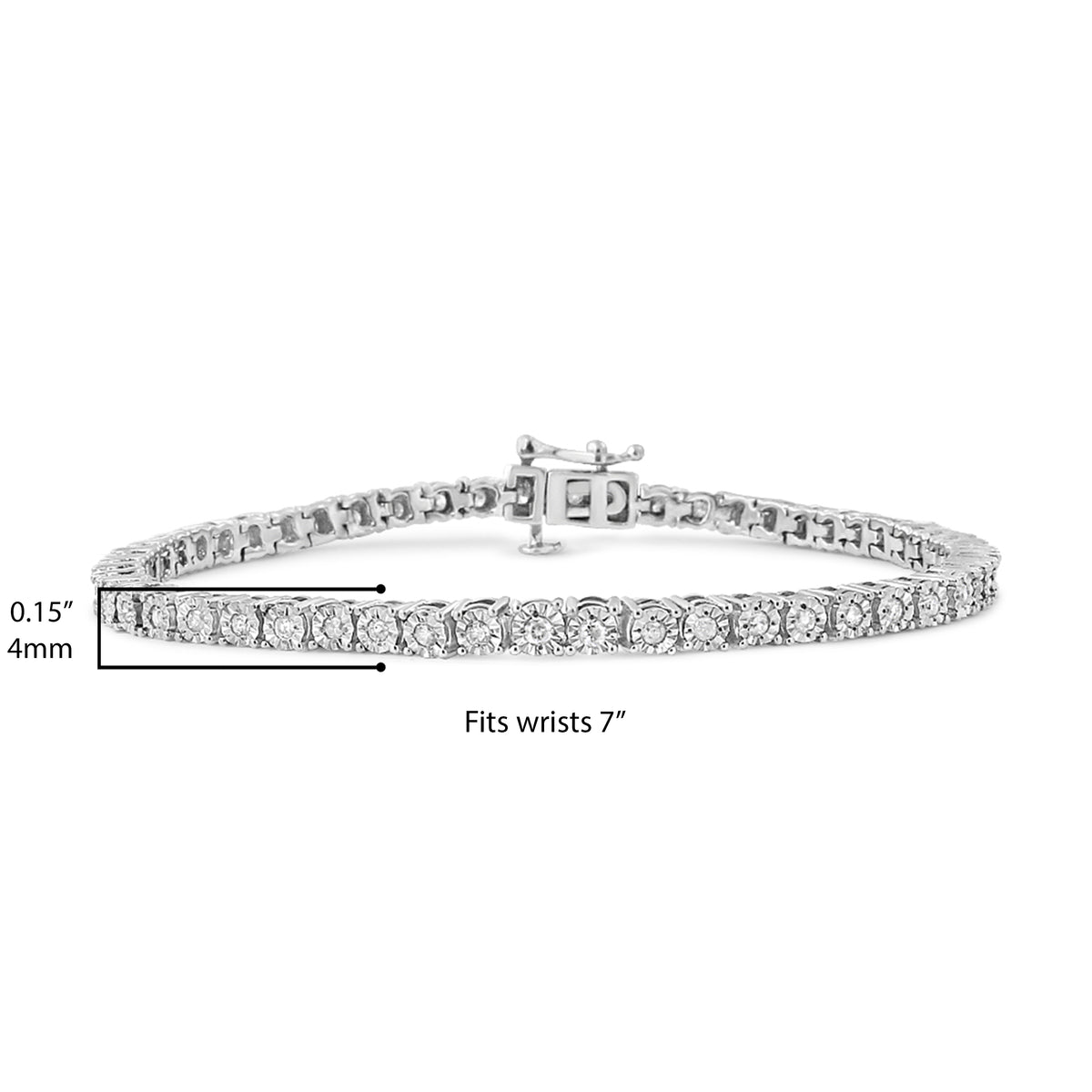 .925 Sterling Silver 1/2 Cttw Diamond Illusion-Set Miracle Plate Tennis Bracelet (I-J Color, I3 Clarity) - 7&quot;