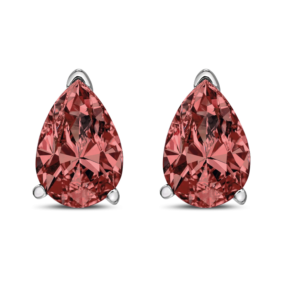 14K White Gold 1/2 Cttw Lab Grown Pink Pear Diamond 3 Prong Set Martini Solitaire Stud Earrings (Pink Color, VS2-SI1 Clarity)