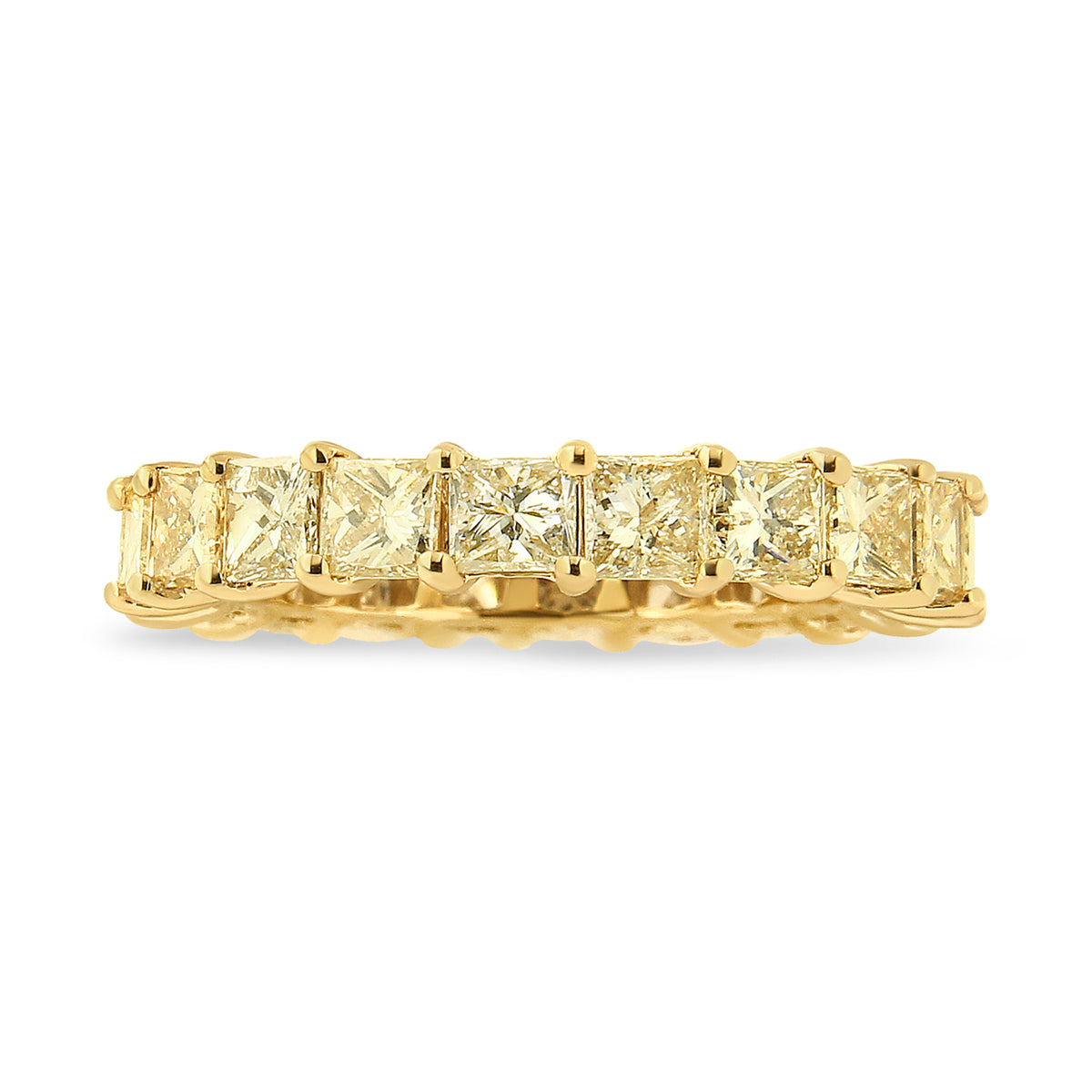 14K Yellow Gold 4.00 Cttw Shared Prong Set Princess Cut Diamond Eternity Band Ring (J-K Color, VS1-VS2 Clarity) - Ring Size 7