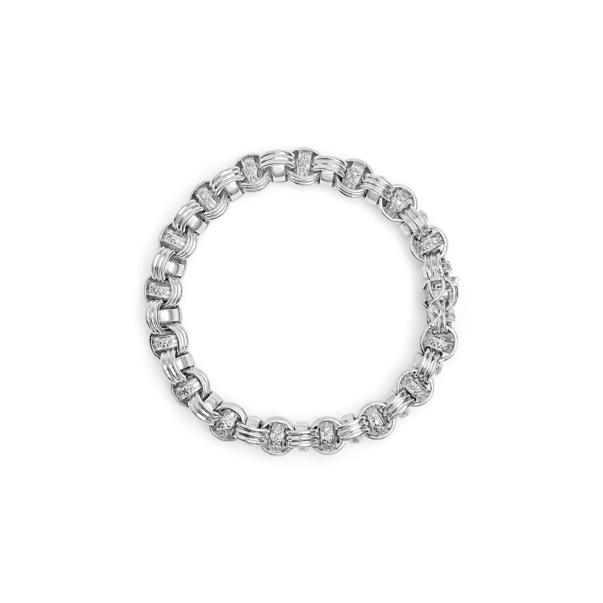 14K White Gold 1/2 Cttw Diamond Knotted Byzantine Link Bracelet (H-I Color, I2-I3 Clarity) - 7&quot; Inches