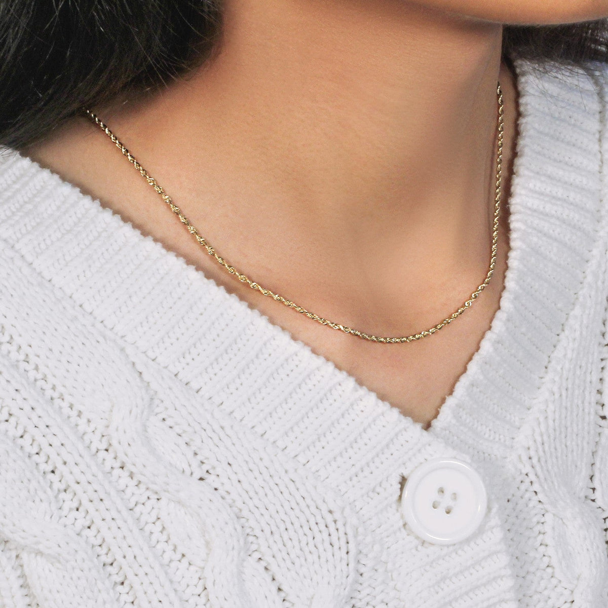 2.0mm 14k Yellow Gold Solid Diamond Cut Rope Chain - LinkagejewelrydesignLinkagejewelrydesign