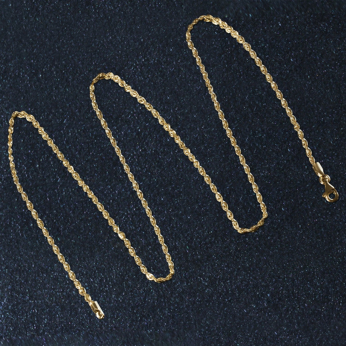 2.0mm 14k Yellow Gold Solid Diamond Cut Rope Chain - LinkagejewelrydesignLinkagejewelrydesign