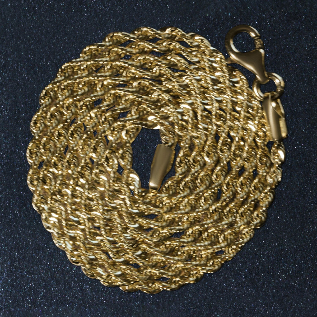 2.0mm 14k Yellow Gold Solid Diamond Cut Rope Chain - LinkagejewelrydesignLinkagejewelrydesign