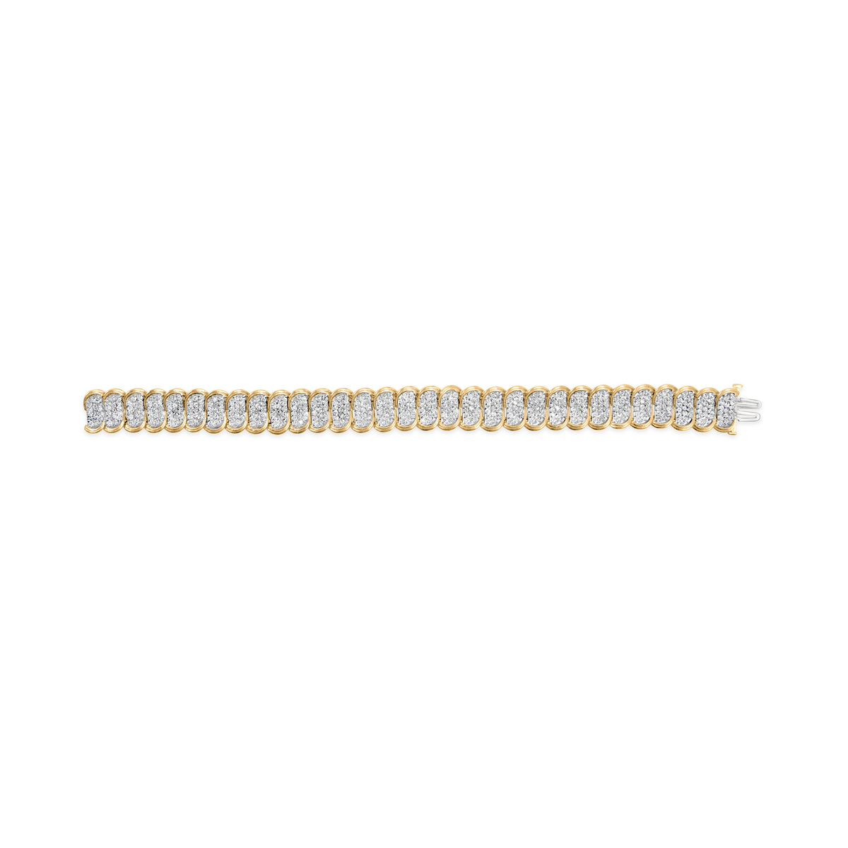 10k Yellow Gold 5.00 Cttw Diamond Oval Banded Link Bracelet (I-J Color, I1-I2 Clarity) - 7&quot; Inches