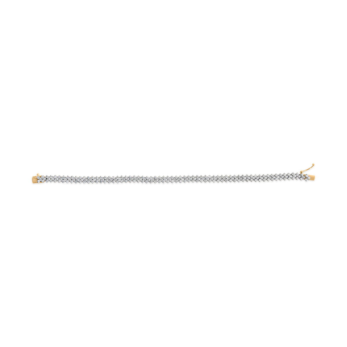 14K Yellow Gold 4.00 Cttw Diamond Trio Cluster Link Bracelet (H-I Color, I1-I2 Clarity) - 7&quot;