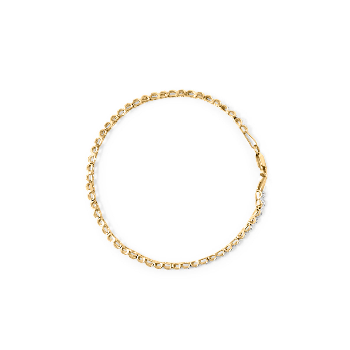 10K Yellow Gold 1.00 Cttw Round-Cut Diamond Link Bracelet (I-J Color, I3-Promo Clarity) - Size 7&quot;