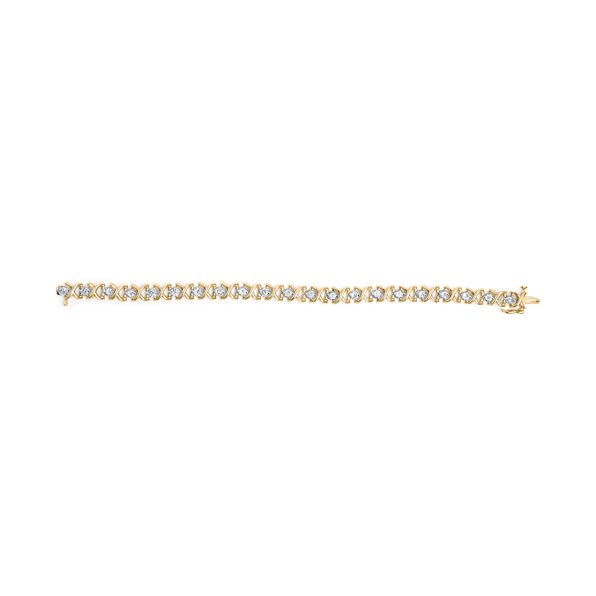 14K Yellow Gold 5.00 Cttw Round-Cut Diamond X-Link 7.5&quot; Bracelet (J-K Color, I1-I2 Clarity)