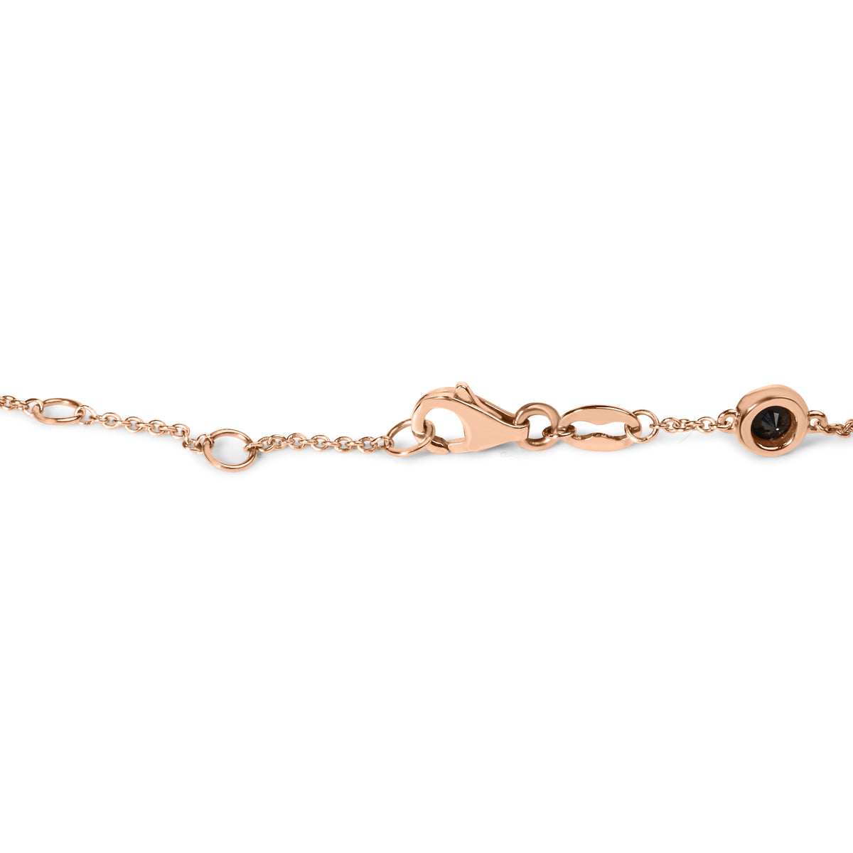 14K Rose Gold 1.00 Cttw Bezel Set Black Diamond 7 Station Link Bracelet (Black Color, I2-I3 Clarity) - 7.5&quot; Inches