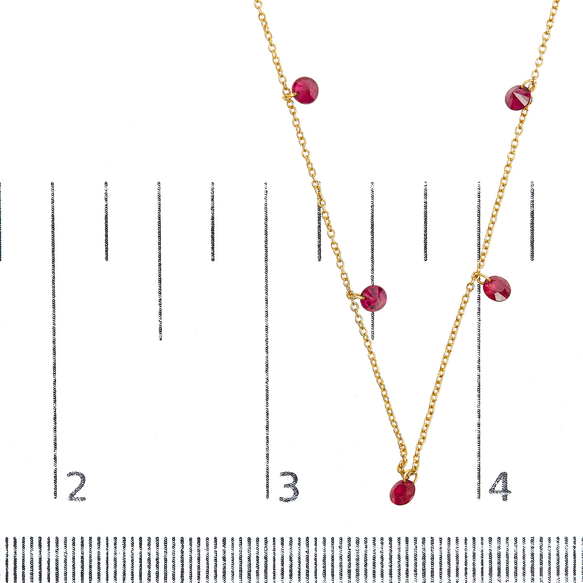 18K Yellow Gold Necklace 1 1/3 Cttw Dangling Ruby Drop 18&quot; Chain Collar