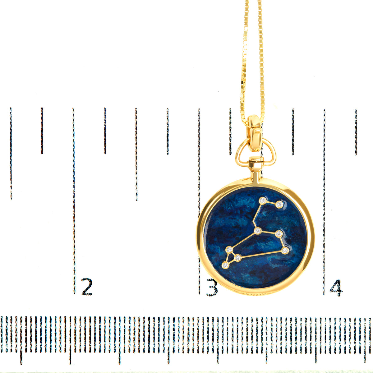 18K Yellow Gold Diamond Leo Constellation with Blue Enamel 18&quot; Inch Pendant Necklace (H-I Color, SI2-I1 Clarity)