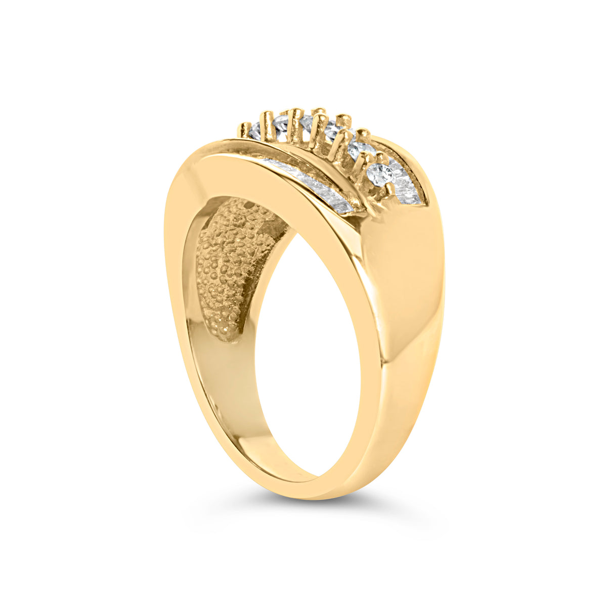 14K Yellow Gold 1.00 Cttw Diamond Cocktall Cluster 5 Stone Ring (H-I Color, SI1-I1 Clarity) - Ring Size 7