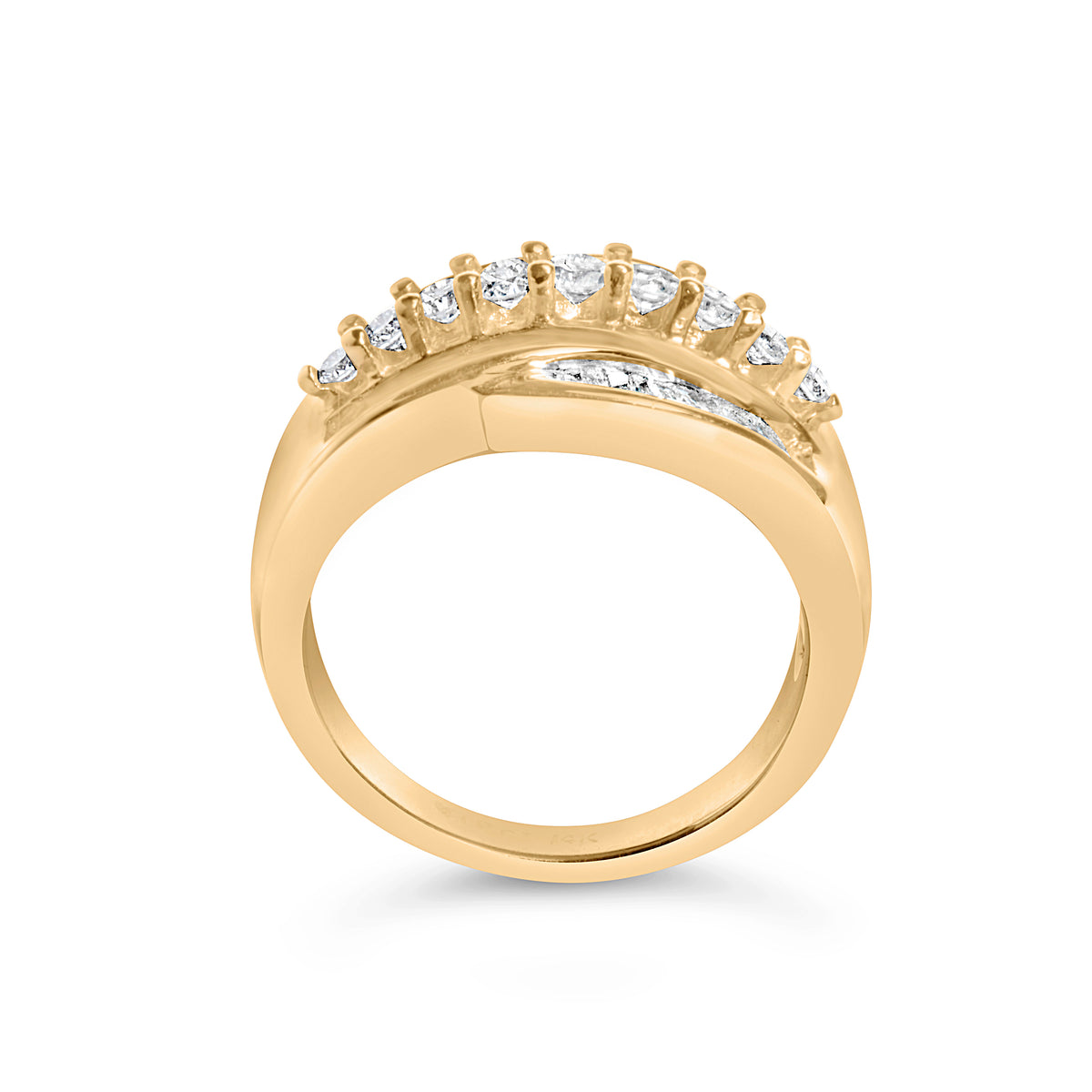 14K Yellow Gold 1.00 Cttw Diamond Cocktall Cluster 5 Stone Ring (H-I Color, SI1-I1 Clarity) - Ring Size 7