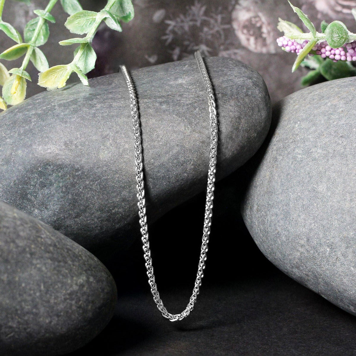 2.1mm 14k White Gold Round Wheat Chain - LinkagejewelrydesignLinkagejewelrydesign