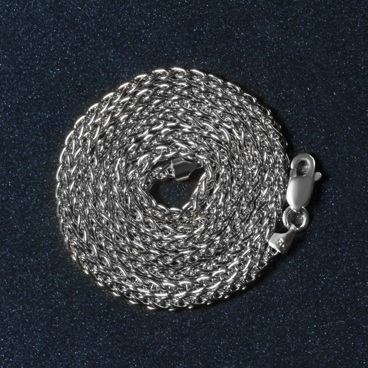 2.1mm 14k White Gold Round Wheat Chain - LinkagejewelrydesignLinkagejewelrydesign