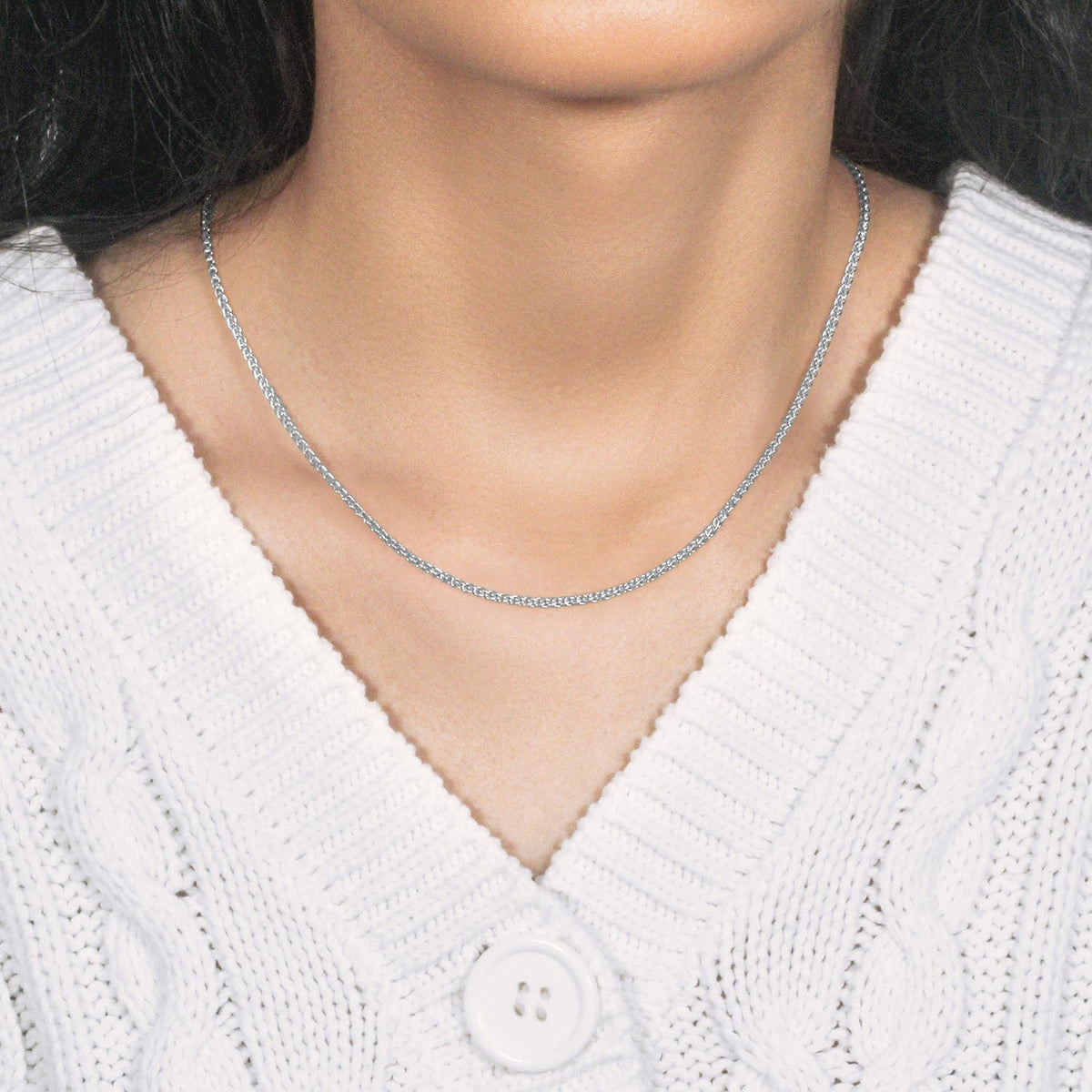 2.1mm 14k White Gold Round Wheat Chain - LinkagejewelrydesignLinkagejewelrydesign