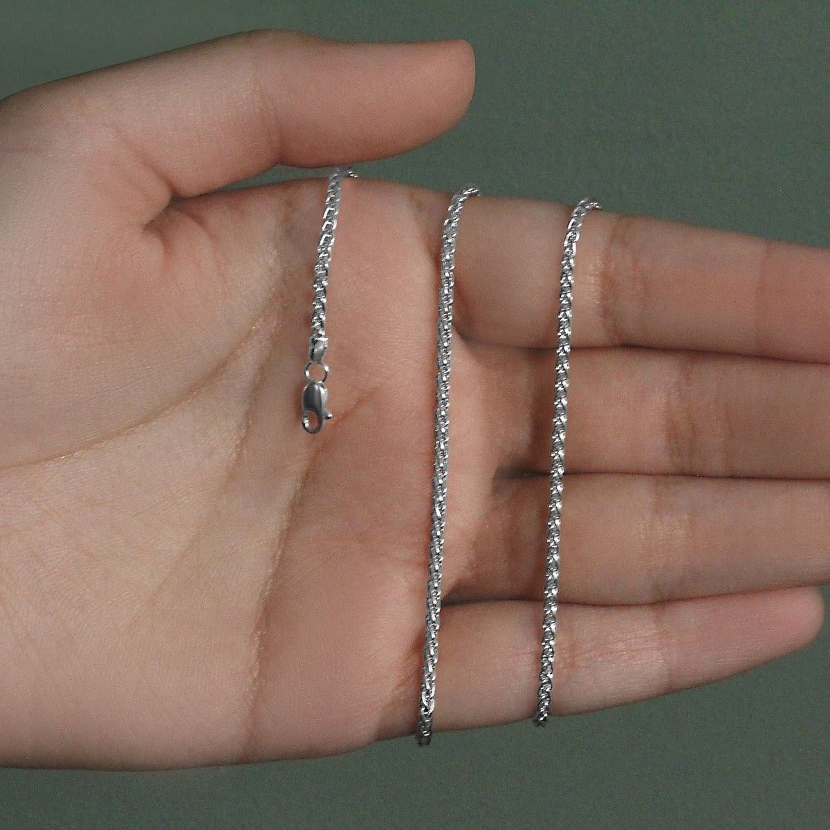 2.1mm 14k White Gold Round Wheat Chain - LinkagejewelrydesignLinkagejewelrydesign