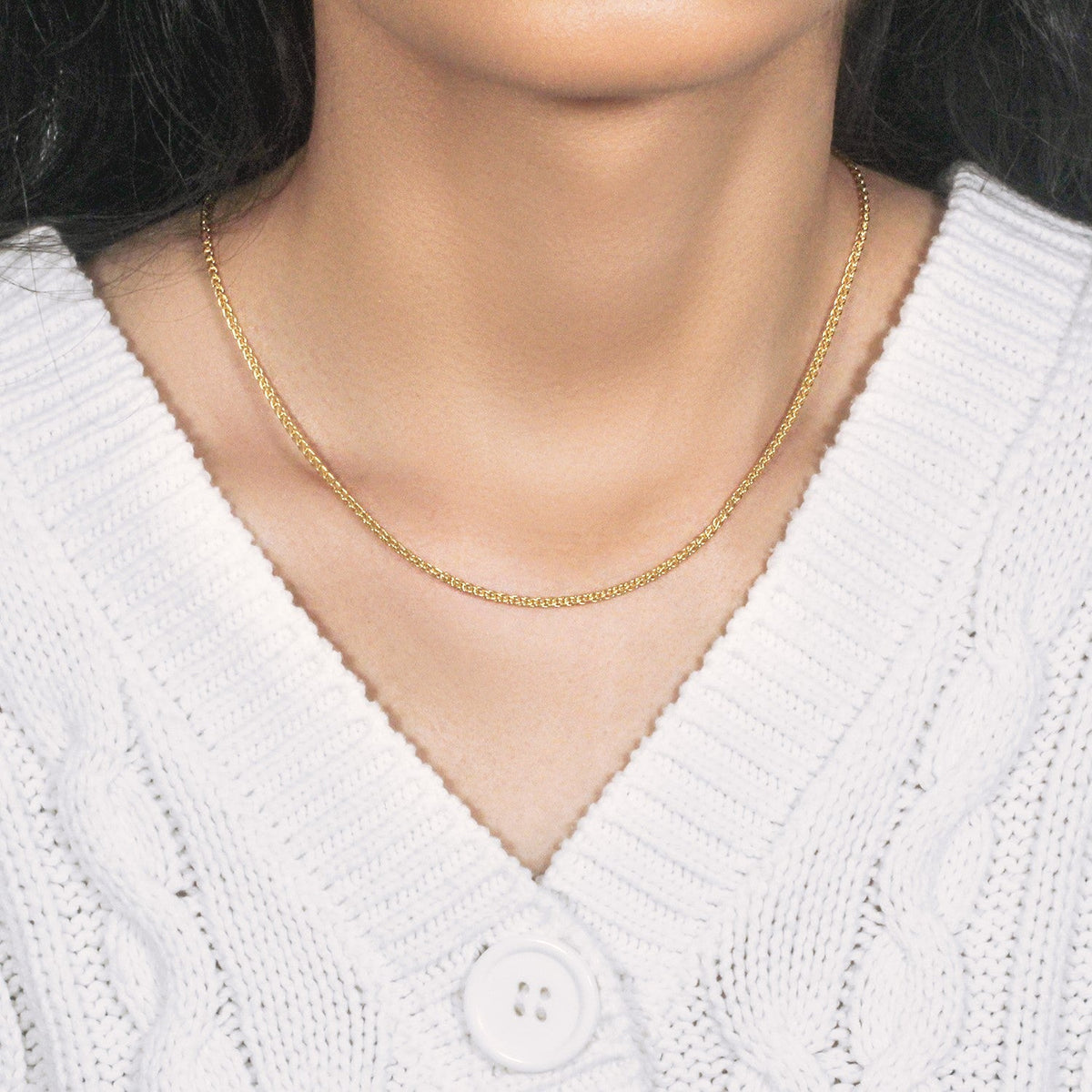 2.1mm 14k Yellow Gold Round Wheat Chain - LinkagejewelrydesignLinkagejewelrydesign