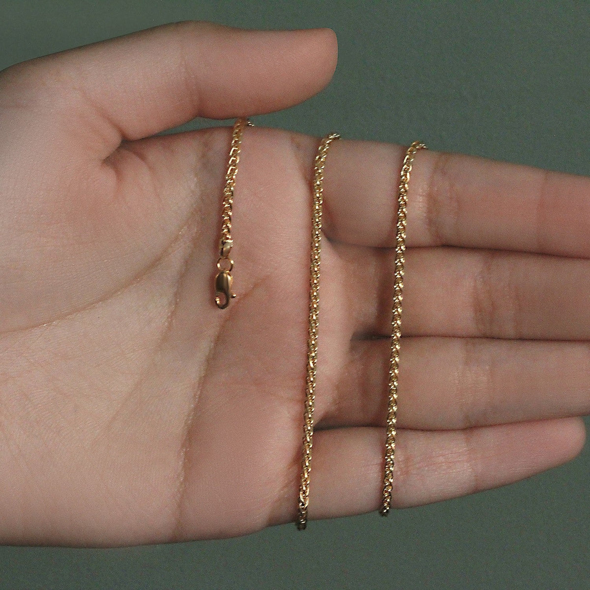 2.1mm 14k Yellow Gold Round Wheat Chain - LinkagejewelrydesignLinkagejewelrydesign