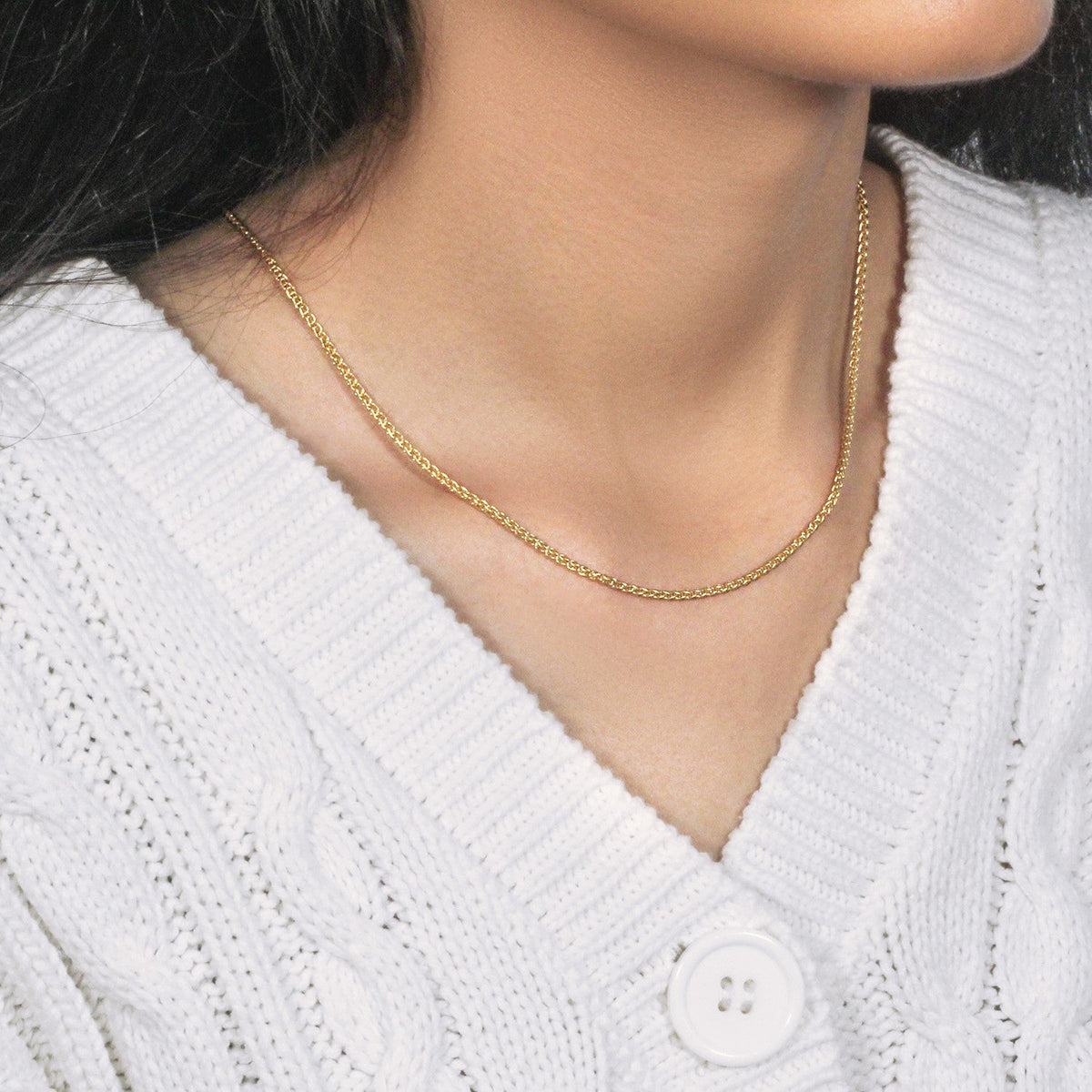 2.1mm 14k Yellow Gold Round Wheat Chain - LinkagejewelrydesignLinkagejewelrydesign