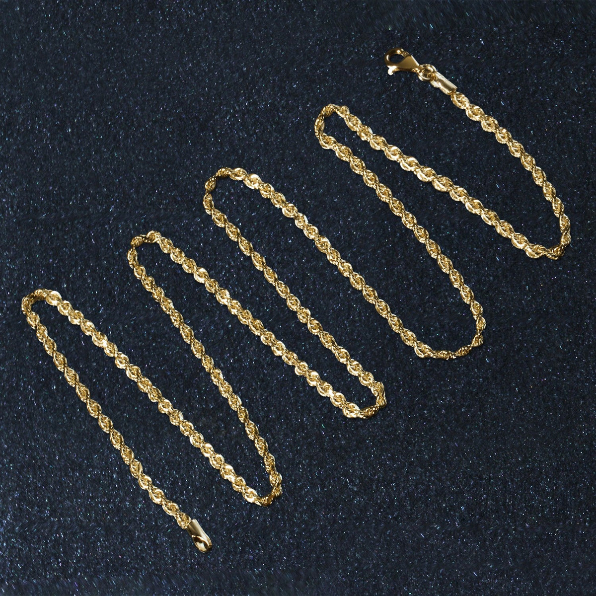 2.25mm 10k Yellow Gold Solid Diamond Cut Rope Chain - LinkagejewelrydesignLinkagejewelrydesign