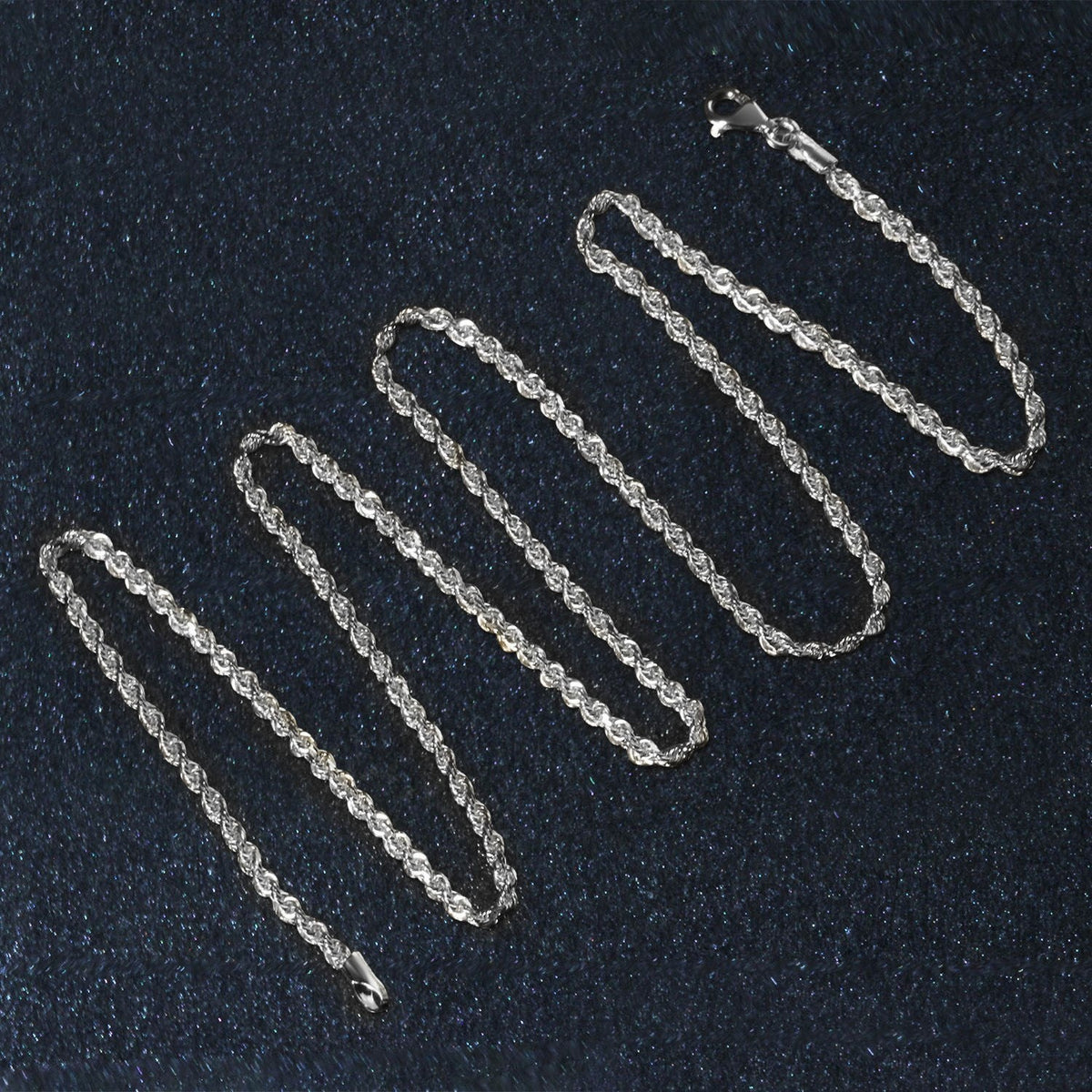 2.25mm 14k White Gold Solid Diamond Cut Rope Chain - LinkagejewelrydesignLinkagejewelrydesign