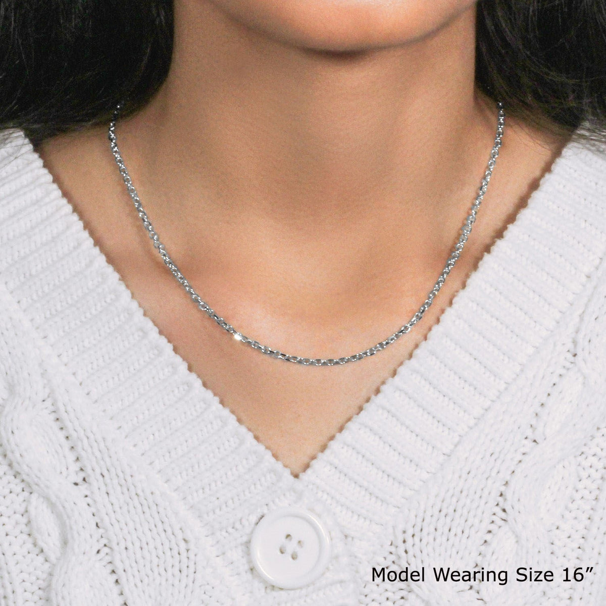 2.3mm 14k White Gold Diamond Cut Cable Link Chain - LinkagejewelrydesignLinkagejewelrydesign