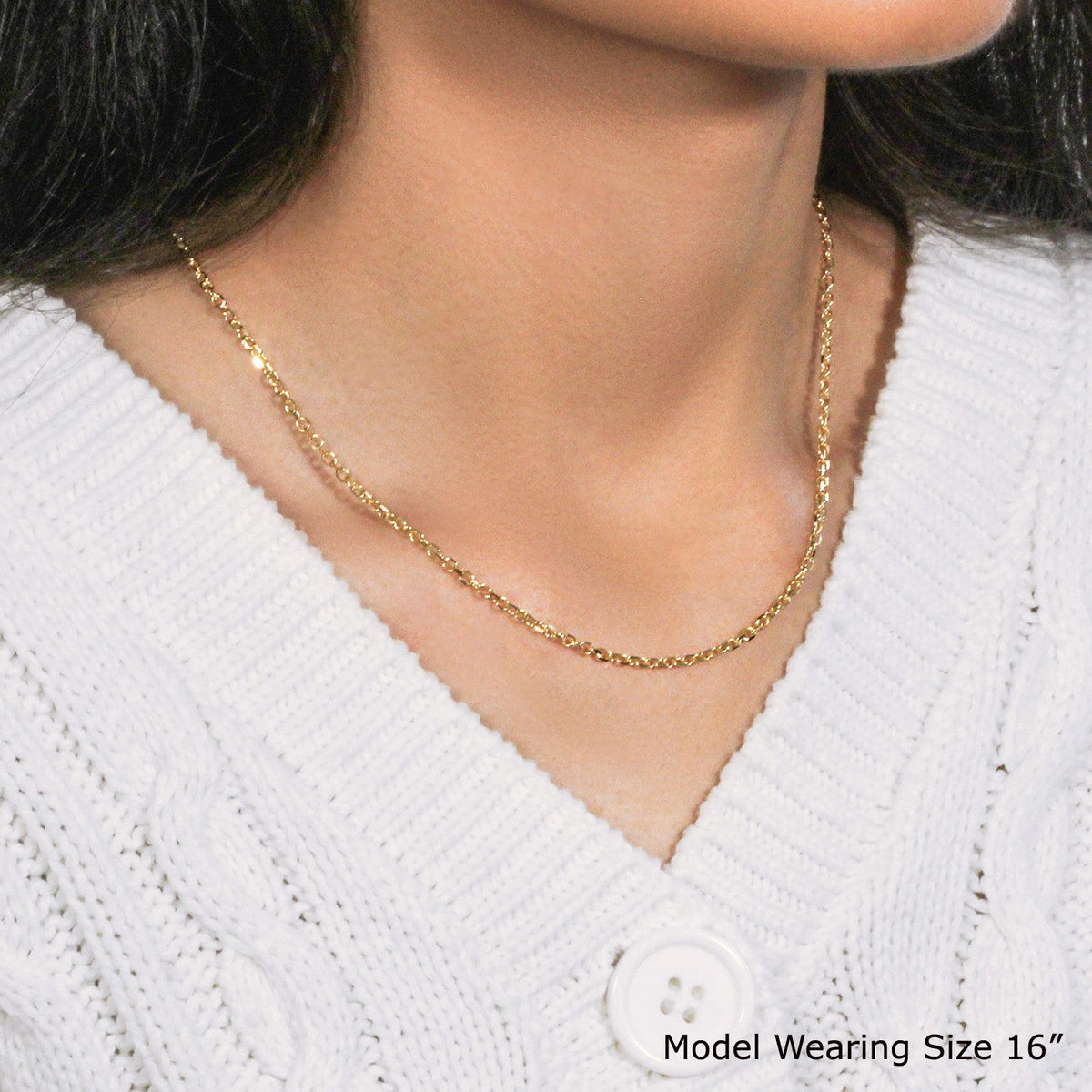 2.3mm 14k Yellow Gold Diamond Cut Cable Link Chain - LinkagejewelrydesignLinkagejewelrydesign