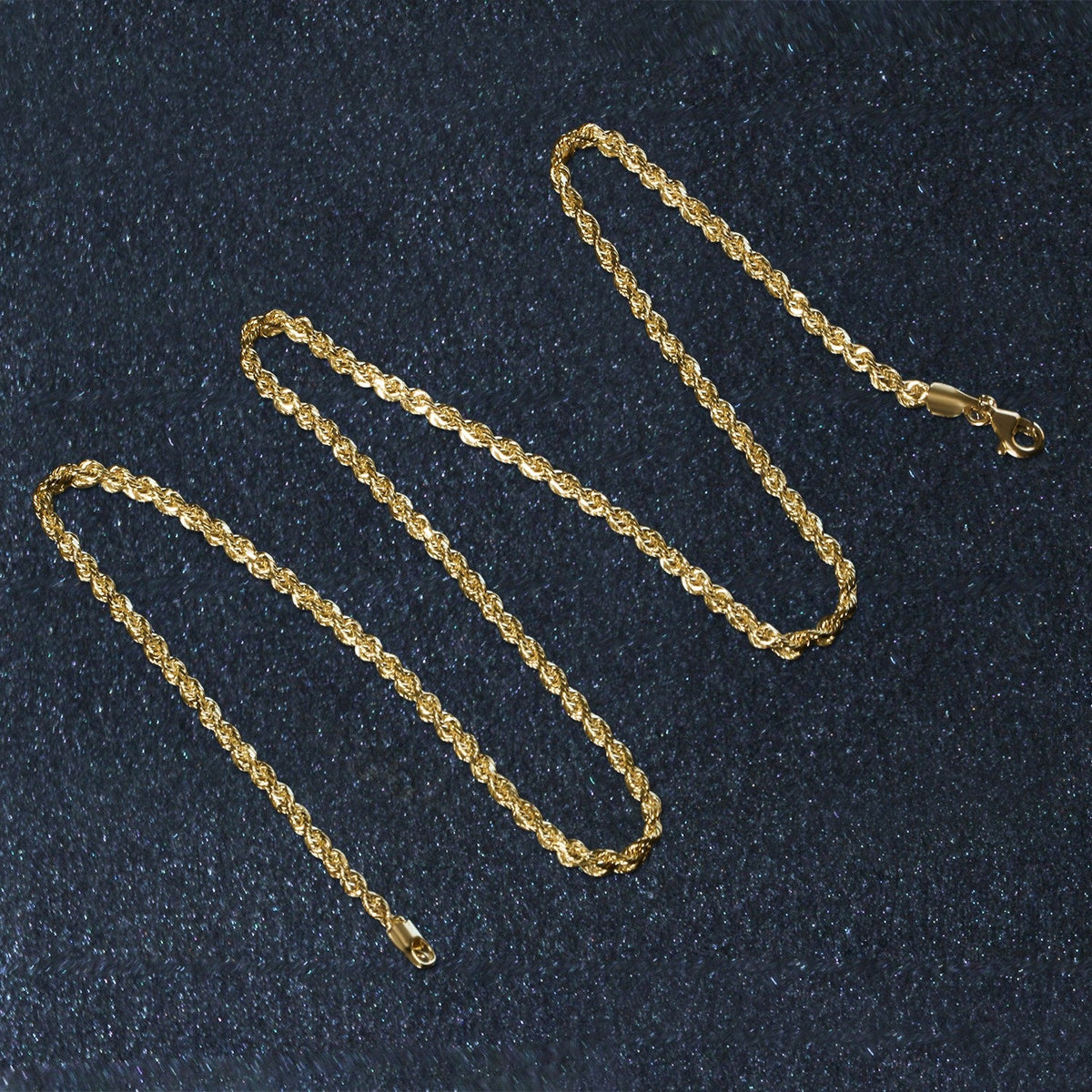 2.5mm 10k Yellow Gold Solid Diamond Cut Rope Chain - LinkagejewelrydesignLinkagejewelrydesign