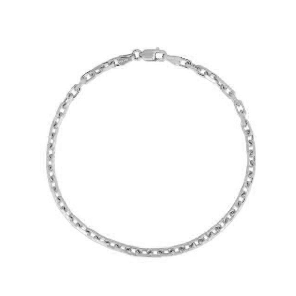 2.5mm 14k White Gold French Cable Chain Bracelet - LinkagejewelrydesignLinkagejewelrydesign