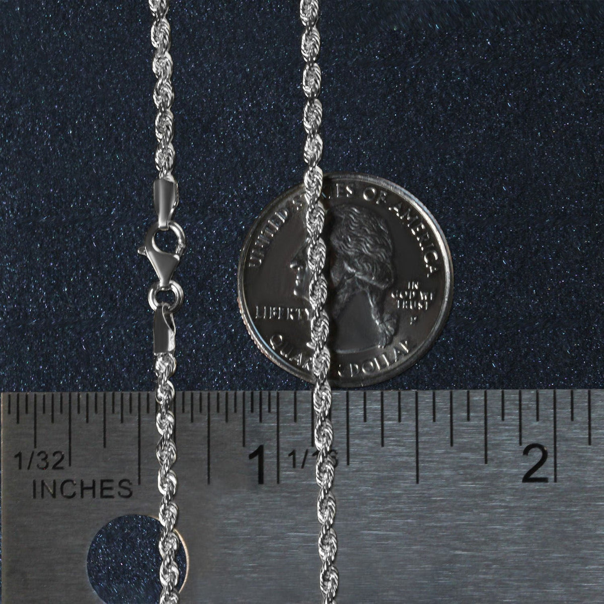 2.5mm 14k White Gold Solid Diamond Cut Rope Chain - LinkagejewelrydesignLinkagejewelrydesign