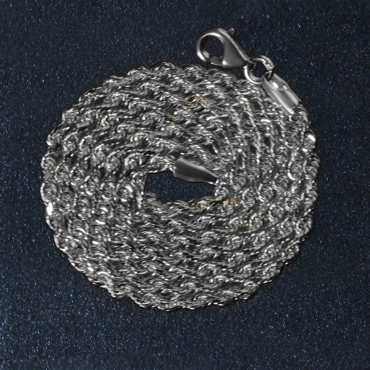 2.5mm 14k White Gold Solid Diamond Cut Rope Chain - LinkagejewelrydesignLinkagejewelrydesign