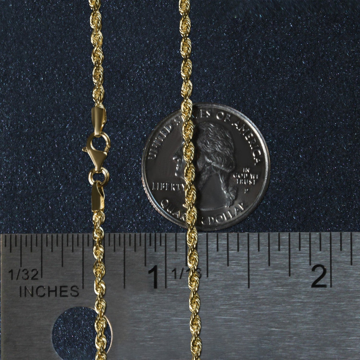 2.5mm 14k Yellow Gold Solid Diamond Cut Rope Chain - LinkagejewelrydesignLinkagejewelrydesign