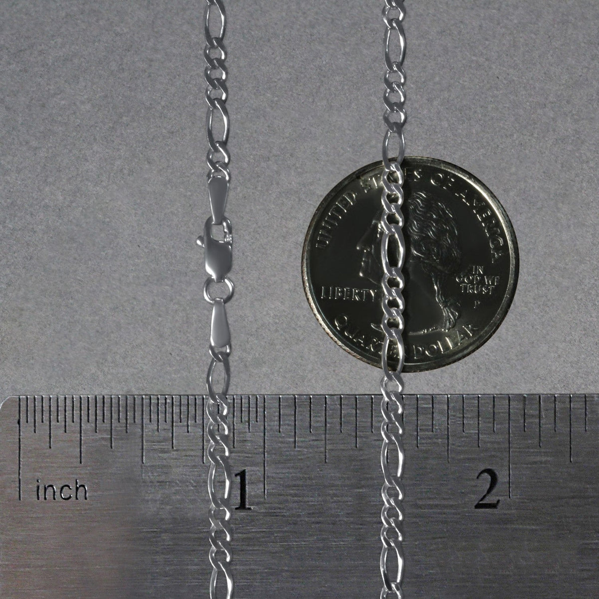 2.6mm 14k White Gold Solid Figaro Chain - LinkagejewelrydesignLinkagejewelrydesign