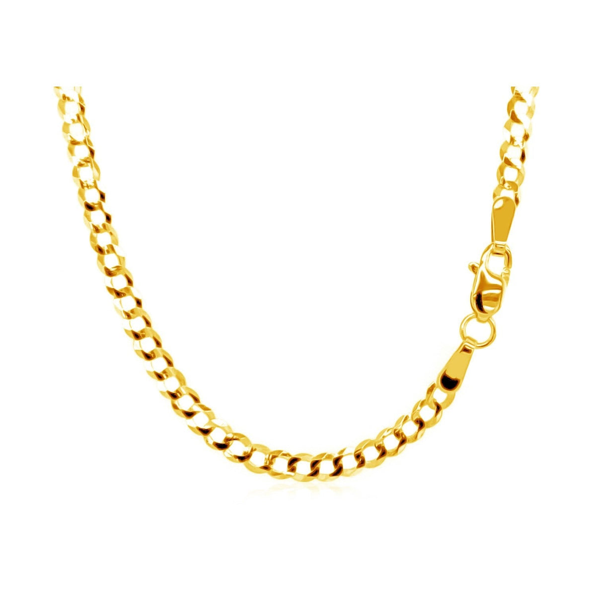 2.6mm 14k Yellow Gold Solid Curb Chain - LinkagejewelrydesignLinkagejewelrydesign