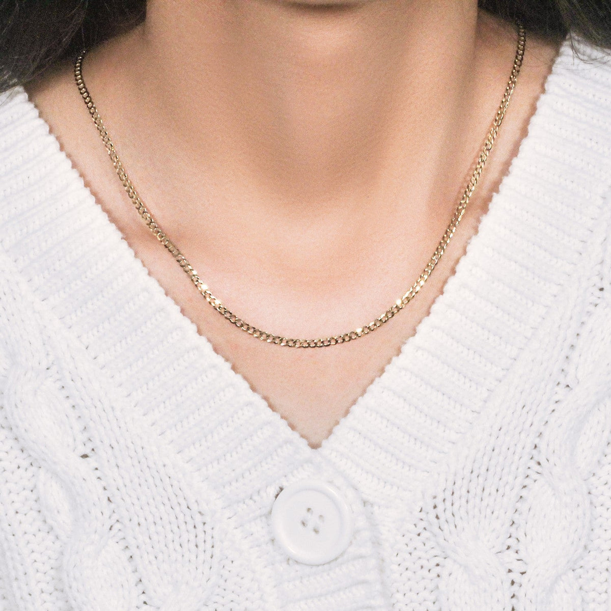 2.6mm 14k Yellow Gold Solid Curb Chain - LinkagejewelrydesignLinkagejewelrydesign