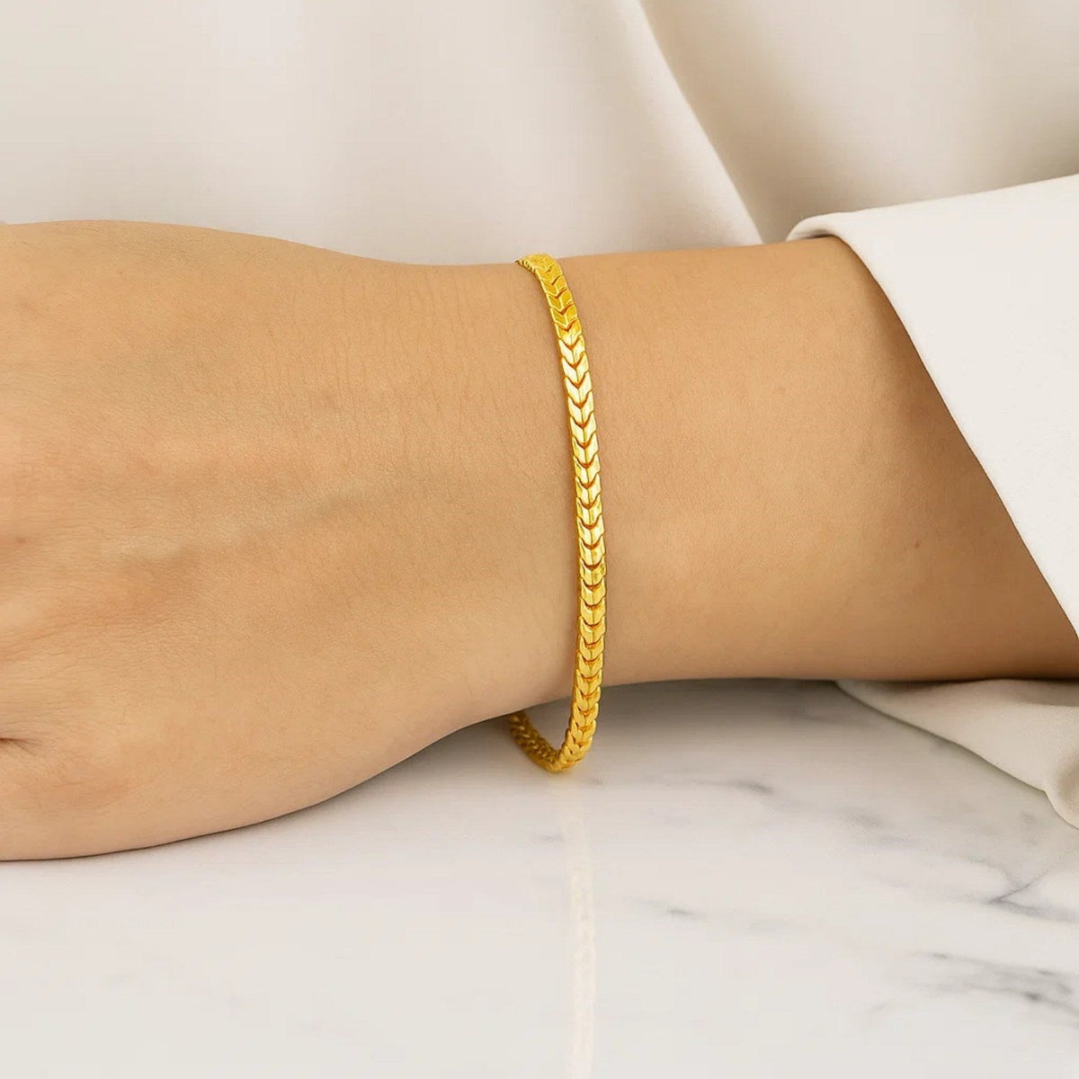 2.7mm 14k Yellow Gold Solid Diamond Cut Round Franco Bracelet - LinkagejewelrydesignLinkagejewelrydesign