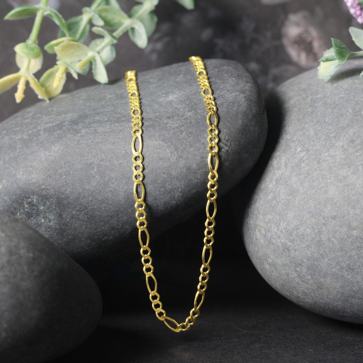 2.8mm 14k Yellow Gold Solid Figaro Chain - LinkagejewelrydesignLinkagejewelrydesign